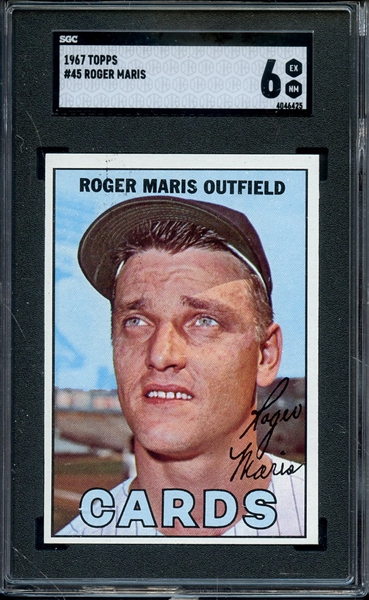 1967 TOPPS 45 ROGER MARIS SGC EX-MT 6