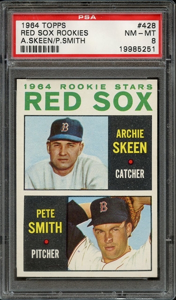 1964 TOPPS 428 RED SOX ROOKIES A.SKEEN/P.SMITH PSA NM-MT 8
