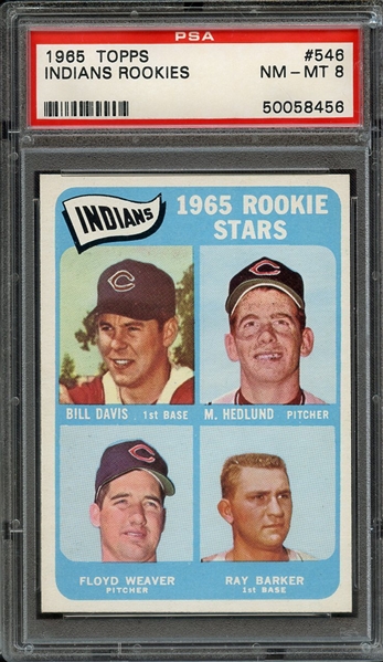 1965 TOPPS 546 INDIANS ROOKIES PSA NM-MT 8