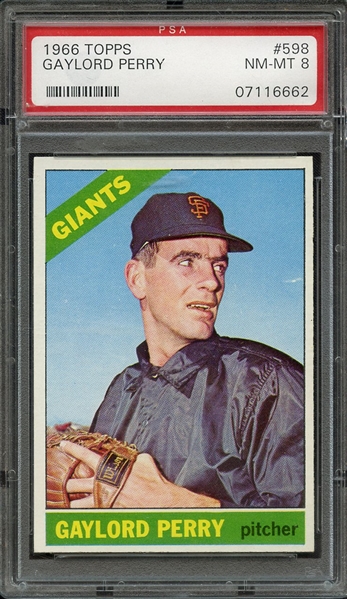 1966 TOPPS 598 GAYLORD PERRY PSA NM-MT 8