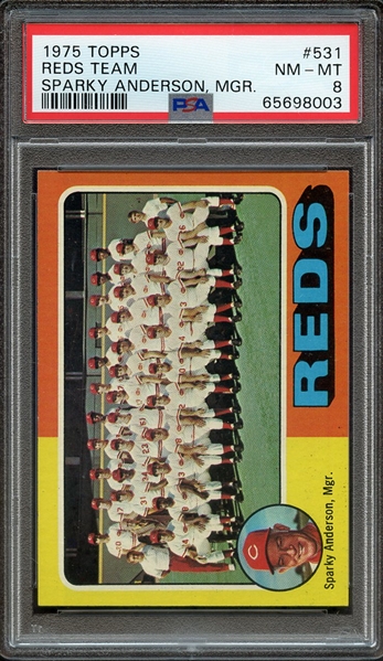 1975 TOPPS 531 REDS TEAM SPARKY ANDERSON, MGR. PSA NM-MT 8