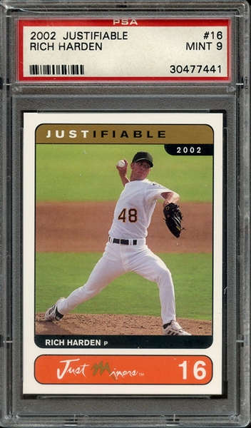 2002 JUSTIFIABLE JUSTIFIABLE 16 RICH HARDEN PSA MINT 9