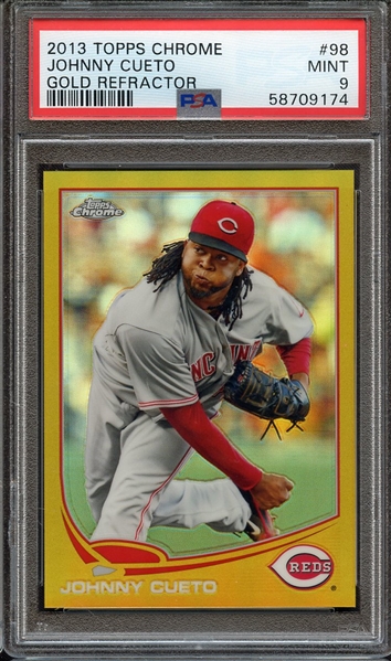 2013 TOPPS CHROME 98 JOHNNY CUETO GOLD REFRACTOR PSA MINT 9