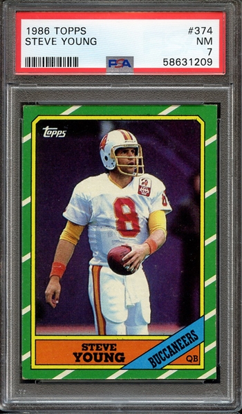 1986 TOPPS 374 STEVE YOUNG PSA NM 7