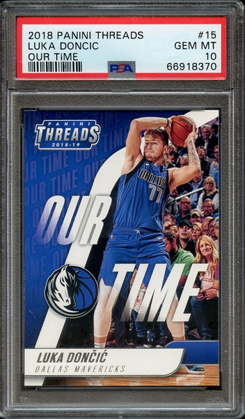 2018 PANINI THREADS OUR TIME 15 LUKA DONCIC PSA GEM MT 10