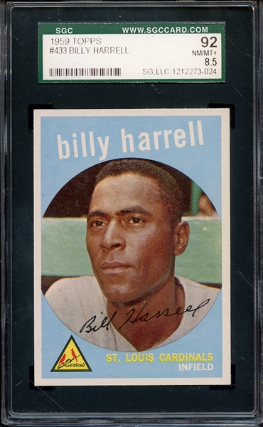 1959 TOPPS 433 BILLY HARRELL SGC NM/MT+ 92 / 8.5
