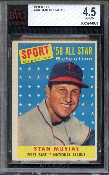 1958 TOPPS 476 STAN MUSIAL AS BVG VG-EX+ 4.5
