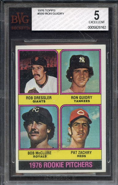 1976 TOPPS 599 RON GUIDRY BVG EX 5