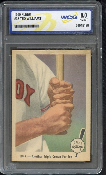 1959 FLEER 33 TED WILLIAMS ANOTHER TRIPLE CROWN WCG 8