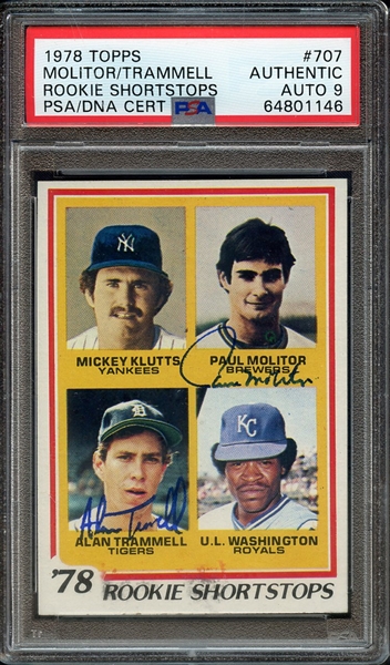 1978 TOPPS 707 SIGNED MOLITOR TRAMELL PSA AUTHENTIC PSA/DNA AUTO 9