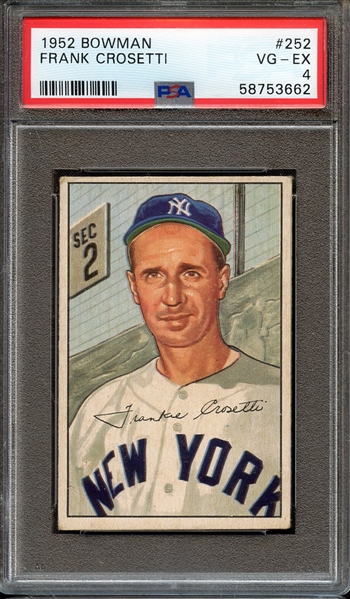 1952 BOWMAN 252 FRANK CROSETTI PSA VG-EX 4