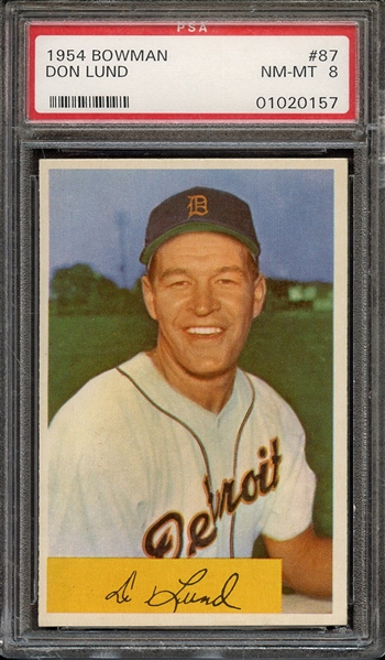 1954 BOWMAN 87 DON LUND PSA NM-MT 8