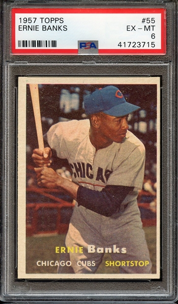 1957 TOPPS 55 ERNIE BANKS PSA EX-MT 6