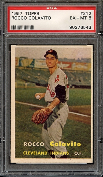 1957 TOPPS 212 ROCCO COLAVITO PSA EX-MT 6