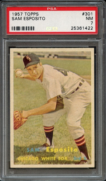 1957 TOPPS 301 SAM ESPOSITO PSA NM 7