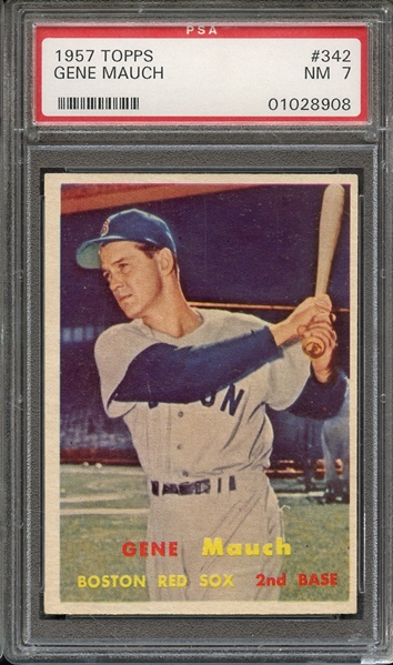 1957 TOPPS 342 GENE MAUCH PSA NM 7