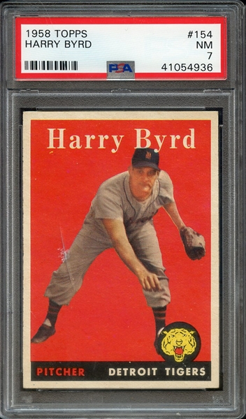 1958 TOPPS 154 HARRY BYRD PSA NM 7