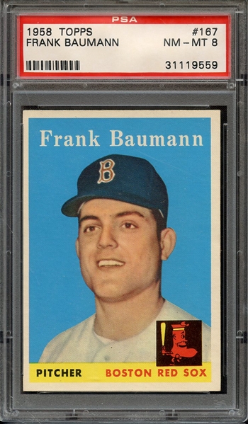 1958 TOPPS 167 FRANK BAUMANN PSA NM-MT 8