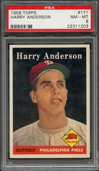 1958 TOPPS 171 HARRY ANDERSON PSA NM-MT 8