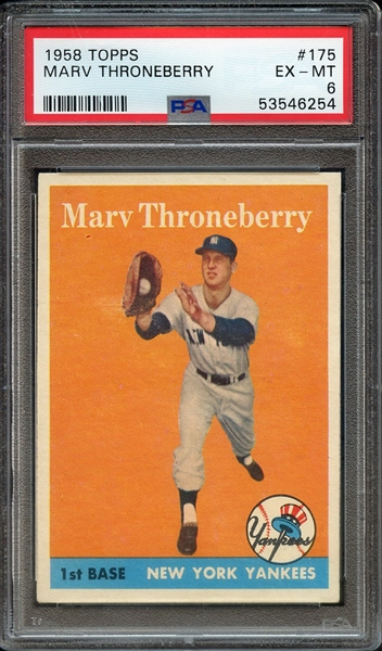 1958 TOPPS 175 MARV THRONEBERRY PSA EX-MT 6