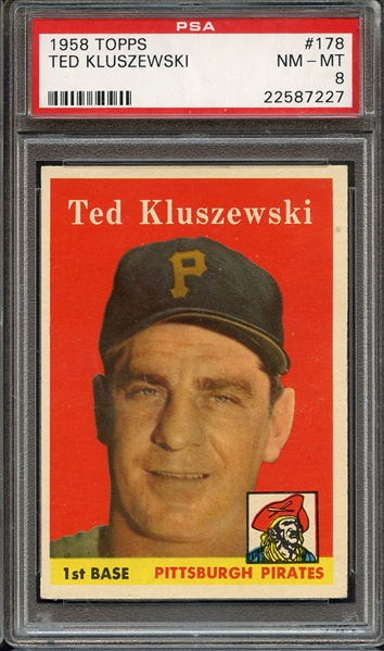 1958 TOPPS 178 TED KLUSZEWSKI PSA NM-MT 8