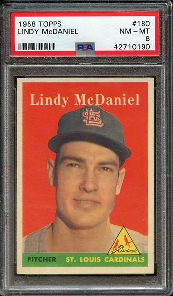 1958 TOPPS 180 LINDY McDANIEL PSA NM-MT 8