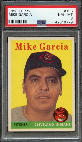 1958 TOPPS 196 MIKE GARCIA PSA NM-MT 8