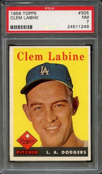 1958 TOPPS 305 CLEM LABINE PSA NM 7