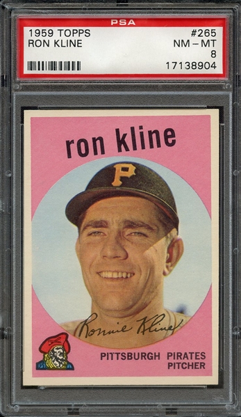 1959 TOPPS 265 RON KLINE PSA NM-MT 8