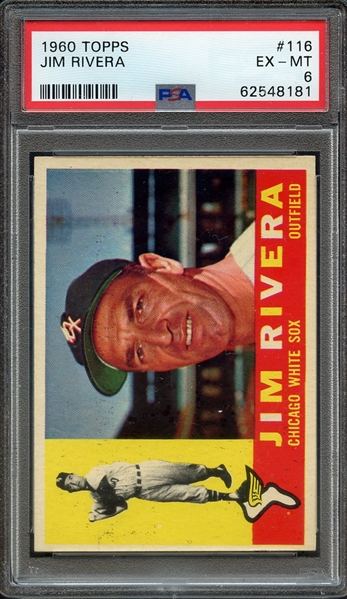 1960 TOPPS 116 JIM RIVERA PSA EX-MT 6