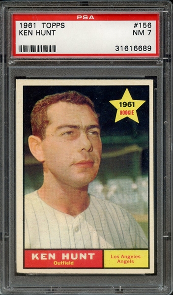 1961 TOPPS 156 KEN HUNT PSA NM 7