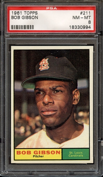 1961 TOPPS 211 BOB GIBSON PSA NM-MT 8