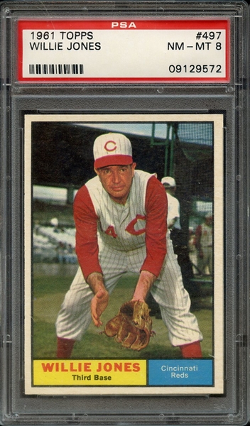 1961 TOPPS 497 WILLIE JONES PSA NM-MT 8