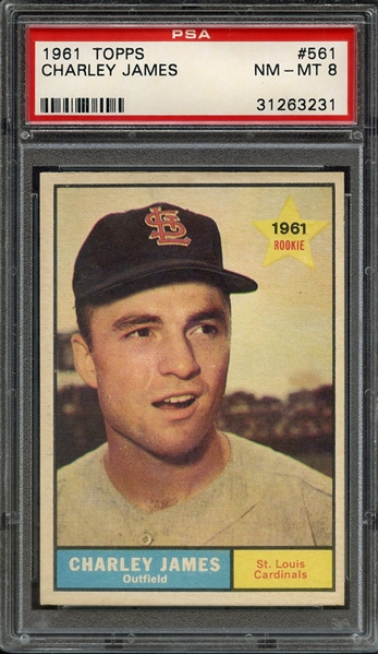 1961 TOPPS 561 CHARLEY JAMES PSA NM-MT 8