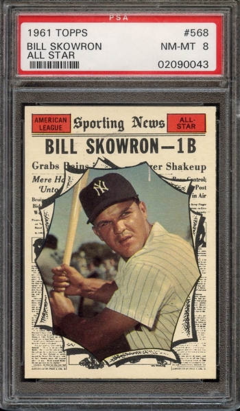 1961 TOPPS 568 BILL SKOWRON ALL STAR PSA NM-MT 8