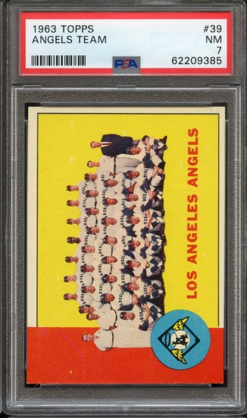 1963 TOPPS 39 ANGELS TEAM PSA NM 7