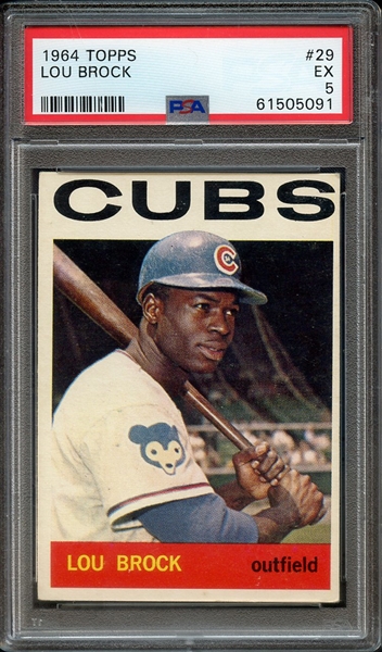 1964 TOPPS 29 LOU BROCK PSA EX 5