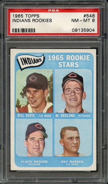 1965 TOPPS 546 INDIANS ROOKIES PSA NM-MT 8