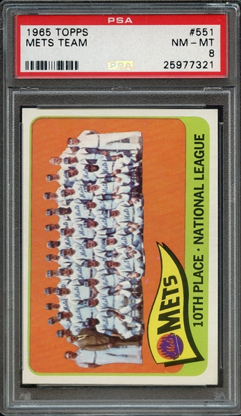 1965 TOPPS 551 METS TEAM PSA NM-MT 8