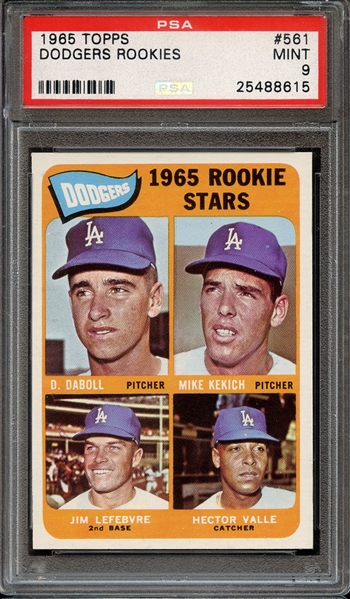 1965 TOPPS 561 DODGERS ROOKIES PSA MINT 9