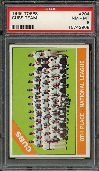 1966 TOPPS 204 CUBS TEAM PSA NM-MT 8