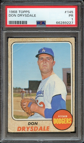 1968 TOPPS 145 DON DRYSDALE PSA PR 1