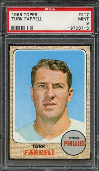 1968 TOPPS 217 TURK FARRELL PSA MINT 9