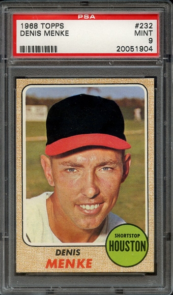 1968 TOPPS 232 DENIS MENKE PSA MINT 9