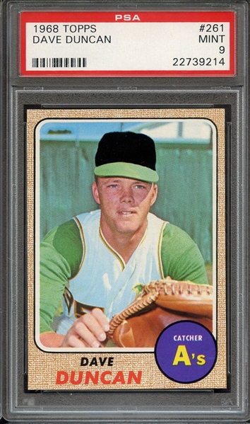 1968 TOPPS 261 DAVE DUNCAN PSA MINT 9