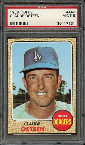 1968 TOPPS 440 CLAUDE OSTEEN PSA MINT 9