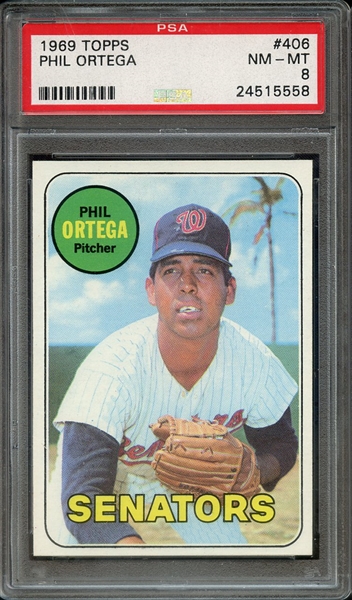 1969 TOPPS 406 PHIL ORTEGA PSA NM-MT 8