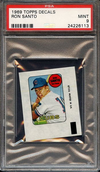 1969 TOPPS DECALS RON SANTO PSA MINT 9