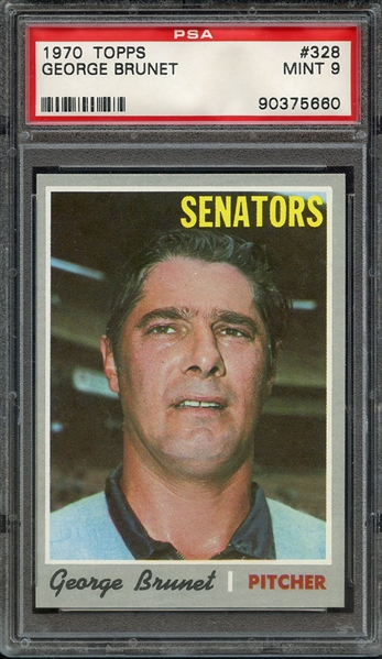 1970 TOPPS 328 GEORGE BRUNET PSA MINT 9