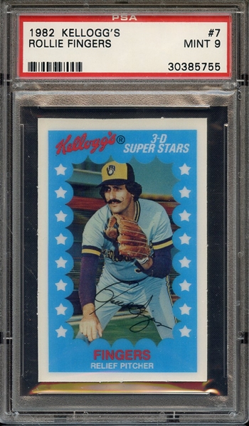 1982 KELLOGG'S 7 ROLLIE FINGERS PSA MINT 9